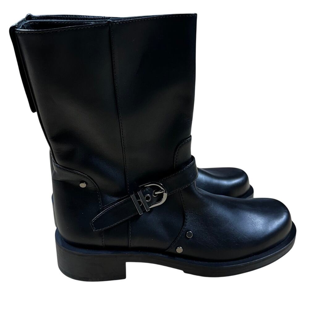 Stuart Weitzman Women's Maverick Leather Stacked Heel Motorcycle Boots Sz 8B NEW